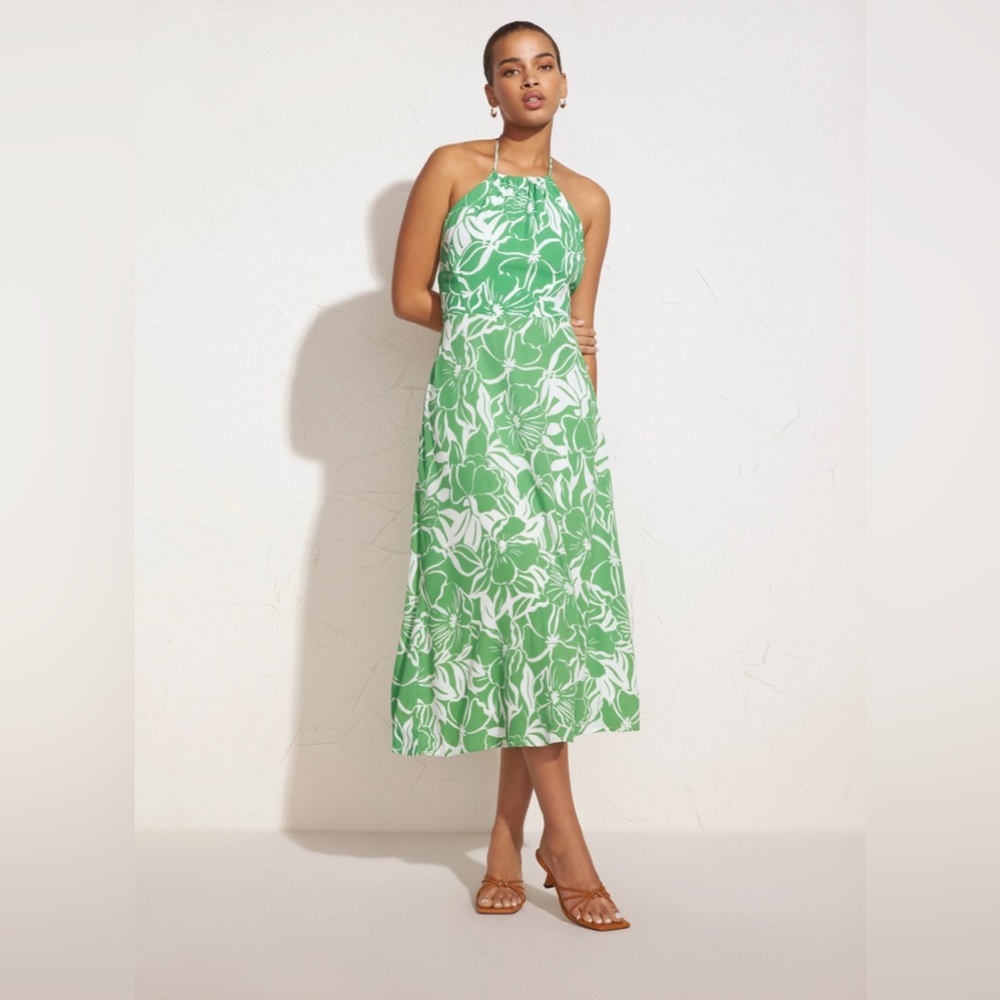Revolve Green Tropical Pattern Midi Dress - Picture 11 of 13